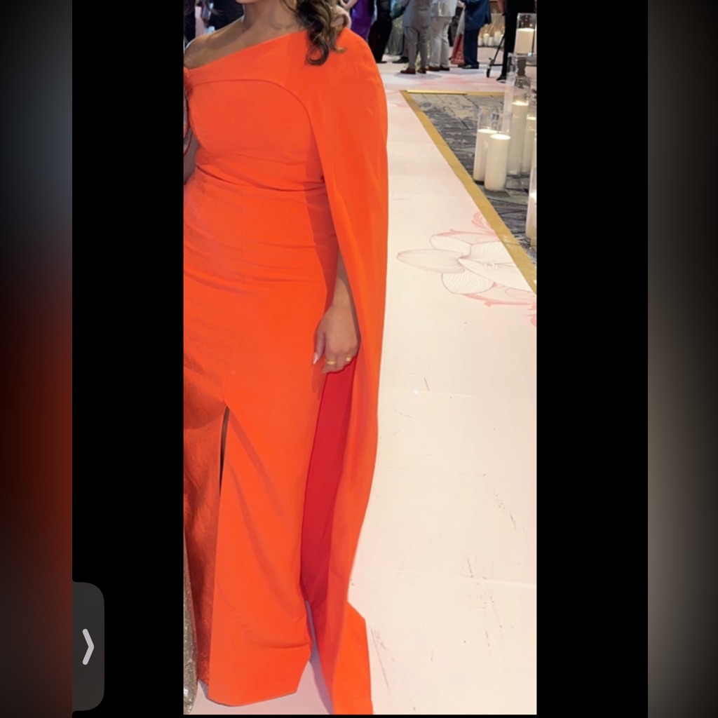 Orange Fitted Cape Dress